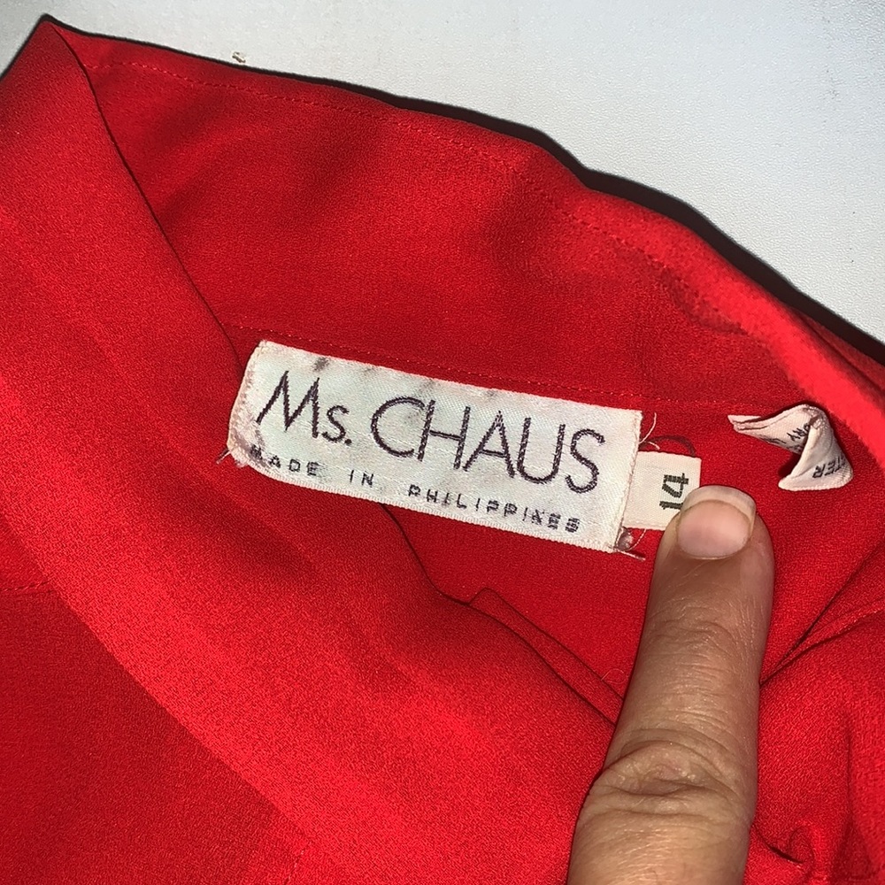 Ms. Chaus Vintage Red Sheer Dress Size 14 - Picture 6 of 10